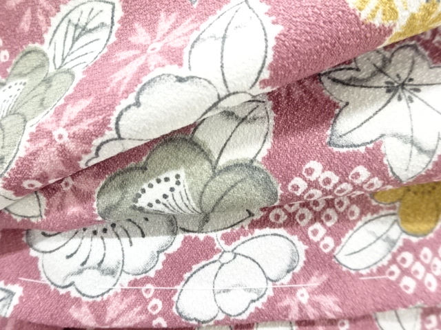  未使用品　草花模様小紋着物